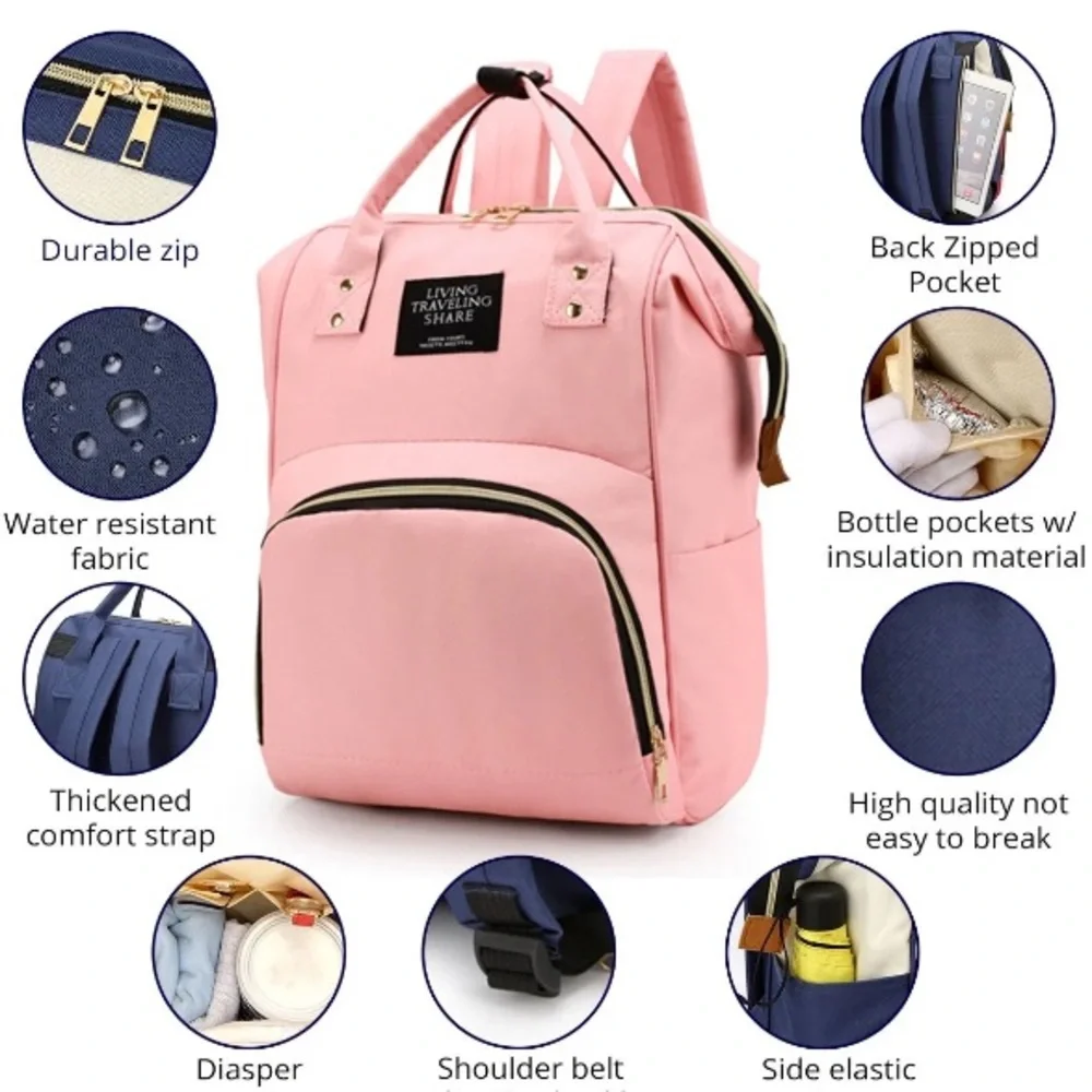 Hot Pink Baby Backpack Diaper Bag